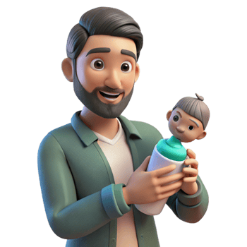 extraordinary traditional Father Holding Baby Bottle Feeding Time Isolated high resolution png