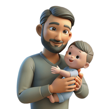 vibrant artistic Father Holding Newborn Baby Cutout premium png
