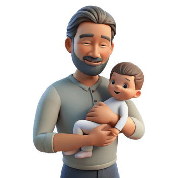 beautiful contemporary Father Holding Newborn Baby Cutout authentic png