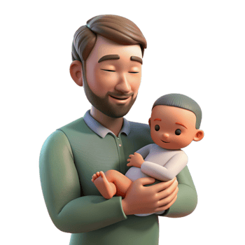 dramatic minimalist Father Holding Newborn Baby Cutout professional png