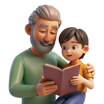 wonderful traditional Father Reading Book to Child Isolated on White original png