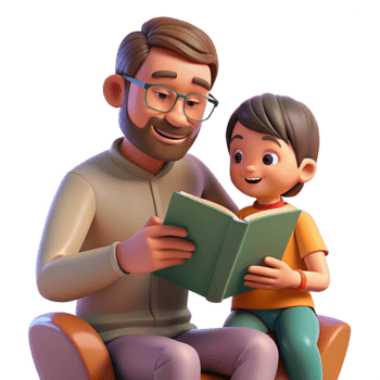 extraordinary artistic Father Reading Book to Child Isolated on White high resolution png