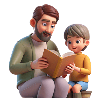 wonderful modern Father Reading Book to Child Isolated on White original png
