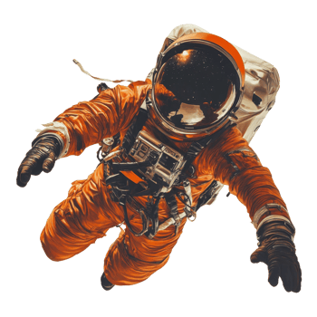 An astronaut in a vibrant suit floating against a pure transparent background, showcasing the adventurous spirit of space exploration, Cosmonaute on transparent background png
