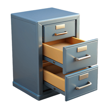 impressive rustic Filing Cabinet with Drawers Open Transparent Background 4K png