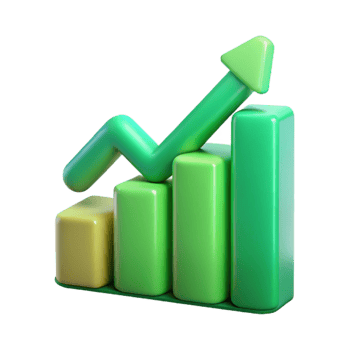 serene artistic Financial Chart Growth Arrow Green Gradient Transparent Background authentic png