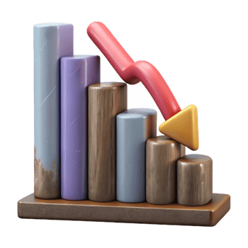 impressive vintage Financial Graph Chart Downward Trend Isolated Element high quality png