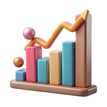 elegant creative Financial Graph Chart Upward Trend Isolated Element high resolution png