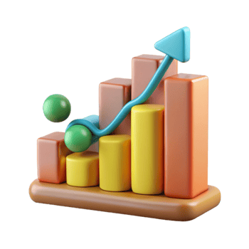 vibrant modern Financial Graph Chart Upward Trend Isolated Element detailed png