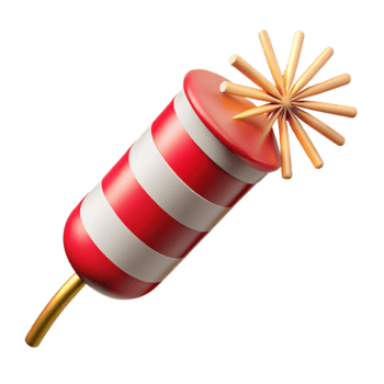 magnificent abstract Firecracker with Sparks Red and White Cutout original png