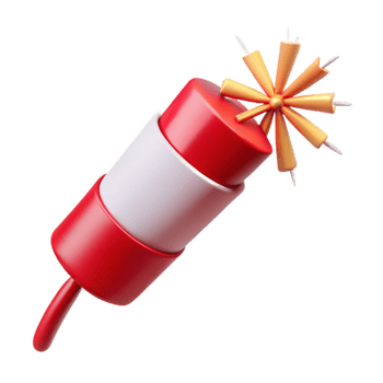 wonderful contemporary Firecracker with Sparks Red and White Cutout premium png