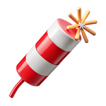 magnificent modern Firecracker with Sparks Red and White Cutout detailed png
