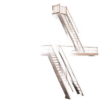 beautiful traditional Fire Escape Ladder Building Facade Isolated authentic png