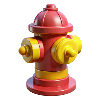 serene contemporary Fire Hydrant Red and Yellow Cutout 4K png