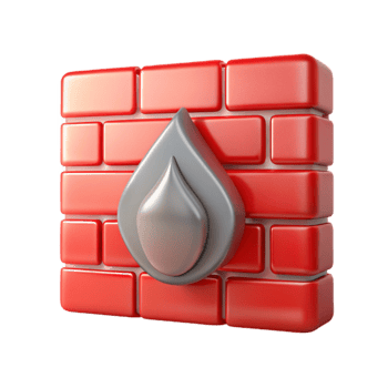 serene traditional Firewall Icon Red Metallic Transparent Background high quality png