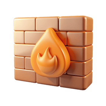 vibrant abstract Firewall Icon with Orange Flame Design Transparent Background original png