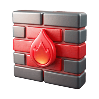 stunning creative Firewall Icon Red Metallic Transparent Background premium png