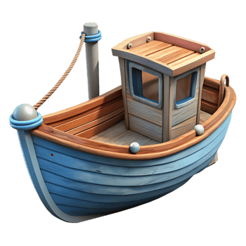dramatic abstract Fishing Boat Wooden Traditional Design Cutout genuine png