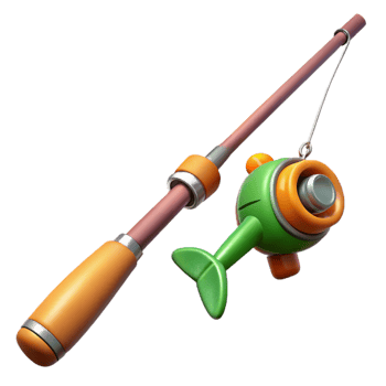wonderful vintage Fishing Rod with Reel Isolated original png