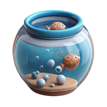 serene modern Fish Tank with Bubbles Cutout Isolated detailed png