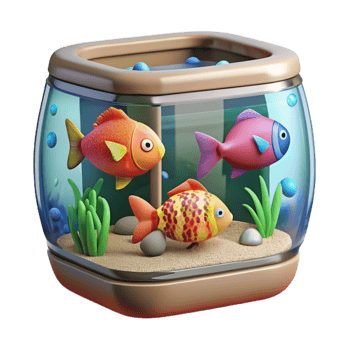 magnificent vintage Fish Tank with Colorful Fish Cutout original png