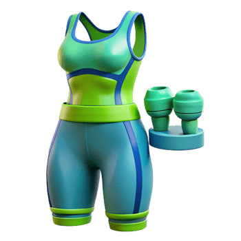 vibrant vintage Fitness Apparel Set Blue and Green Isolated Cutout genuine png