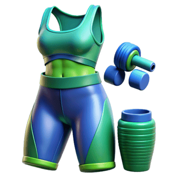 serene minimalist Fitness Apparel Set Blue and Green Isolated Cutout authentic png