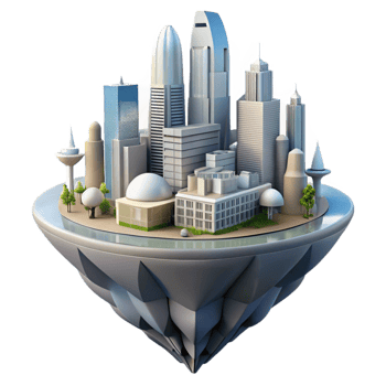 elegant classic Floating City Concept with Modern Architecture Transparent original png
