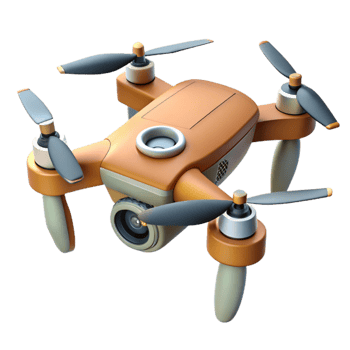serene vintage Flying Drone with Camera and Gimbal Stabilizer Transparent Cutout 4K png