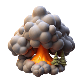dramatic creative Forest Fire Smoke Plume Isolated professional png