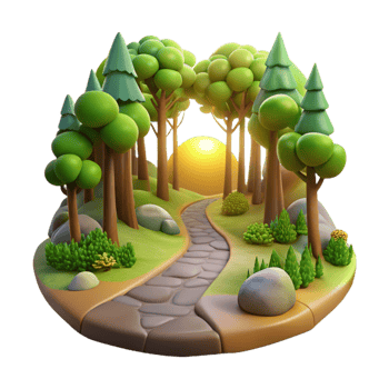 dramatic traditional Forest Path Sunlight Cutout premium png