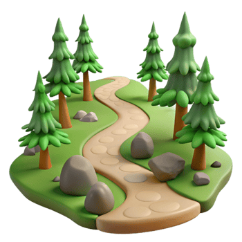 serene contemporary Forest Path Winding Trail Autumn Leaves Transparent Background detailed png