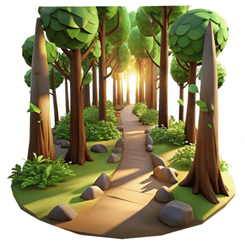 serene artistic Forest Path with Sunlight Transparent Background professional png