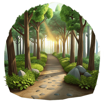 vibrant contemporary Forest Path with Sunlight Transparent Background high quality png