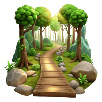 dramatic contemporary Forest Path with Sunlight Transparent Background premium png