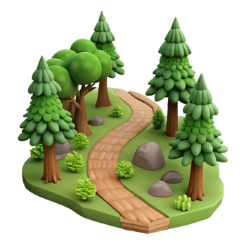 vibrant rustic Forest Path with Winding Trail Cutout detailed png