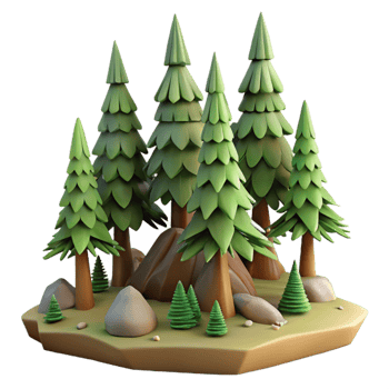 serene vintage Forest Scene with Pine Trees Cutout exclusive png