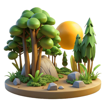 dramatic traditional Forest Scene with Sunlight Isolated detailed png