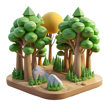 vibrant abstract Forest Scene with Trees and Sunlight Transparent Background Cutout 4K png