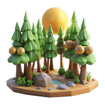 vibrant abstract Forest Scene with Trees and Sunlight Transparent Background Cutout exclusive png