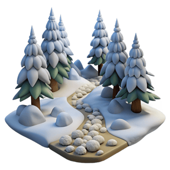beautiful minimalist Forest Trail Covered in Snow Cutout detailed png