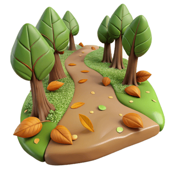 stunning minimalist Forest Trail with Fallen Leaves Isolated detailed png