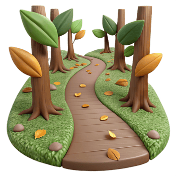 stunning artistic Forest Trail with Fallen Leaves Isolated premium png