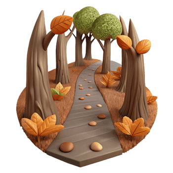 impressive vintage Forest Trail with Fallen Leaves Isolated original png