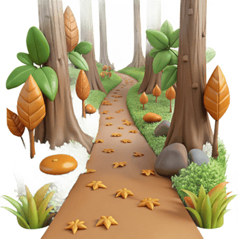 dramatic abstract Forest Trail with Fallen Leaves Isolated authentic png