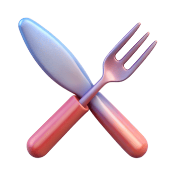 serene contemporary Fork and Knife Crossed Cutout Transparent Background detailed png