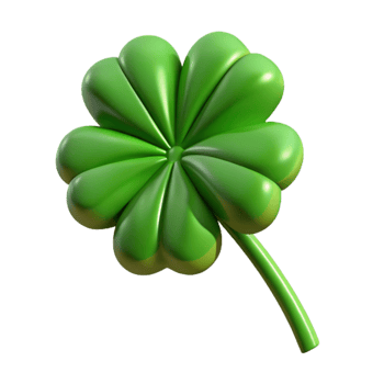 magnificent contemporary Four Leaf Clover Green with Stem Element Cutout premium png
