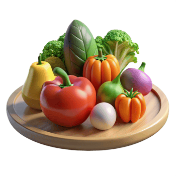 wonderful creative Fresh Vegetables Arranged on Table Transparent Background detailed png