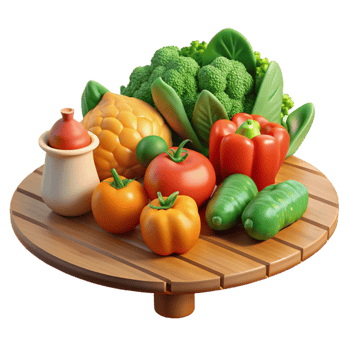 extraordinary vintage Fresh Vegetables Arranged on Table Transparent Background genuine png