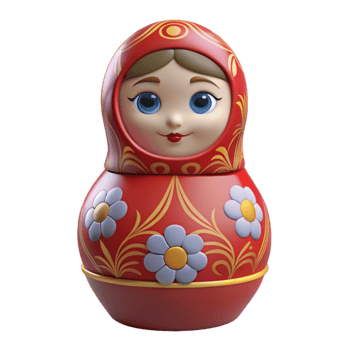 dramatic minimalist Front View Traditional Russian Matryoshka Doll Isolated premium png